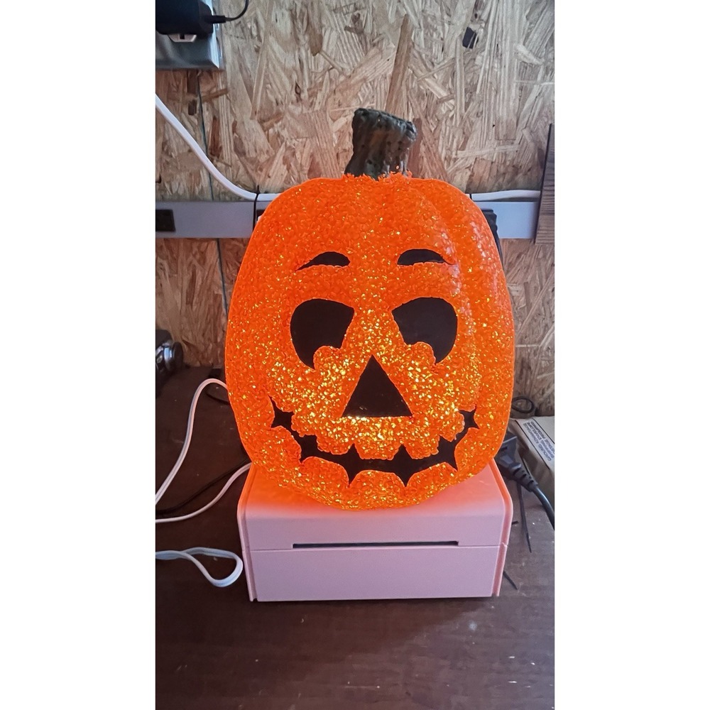 VTG Halloween Seasons 9" Melted Plastic Popcorn Jack O'Lantern Light Up Pumpkin